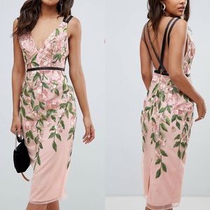 ASOS DESIGN Tall floral embroidered pencil midi